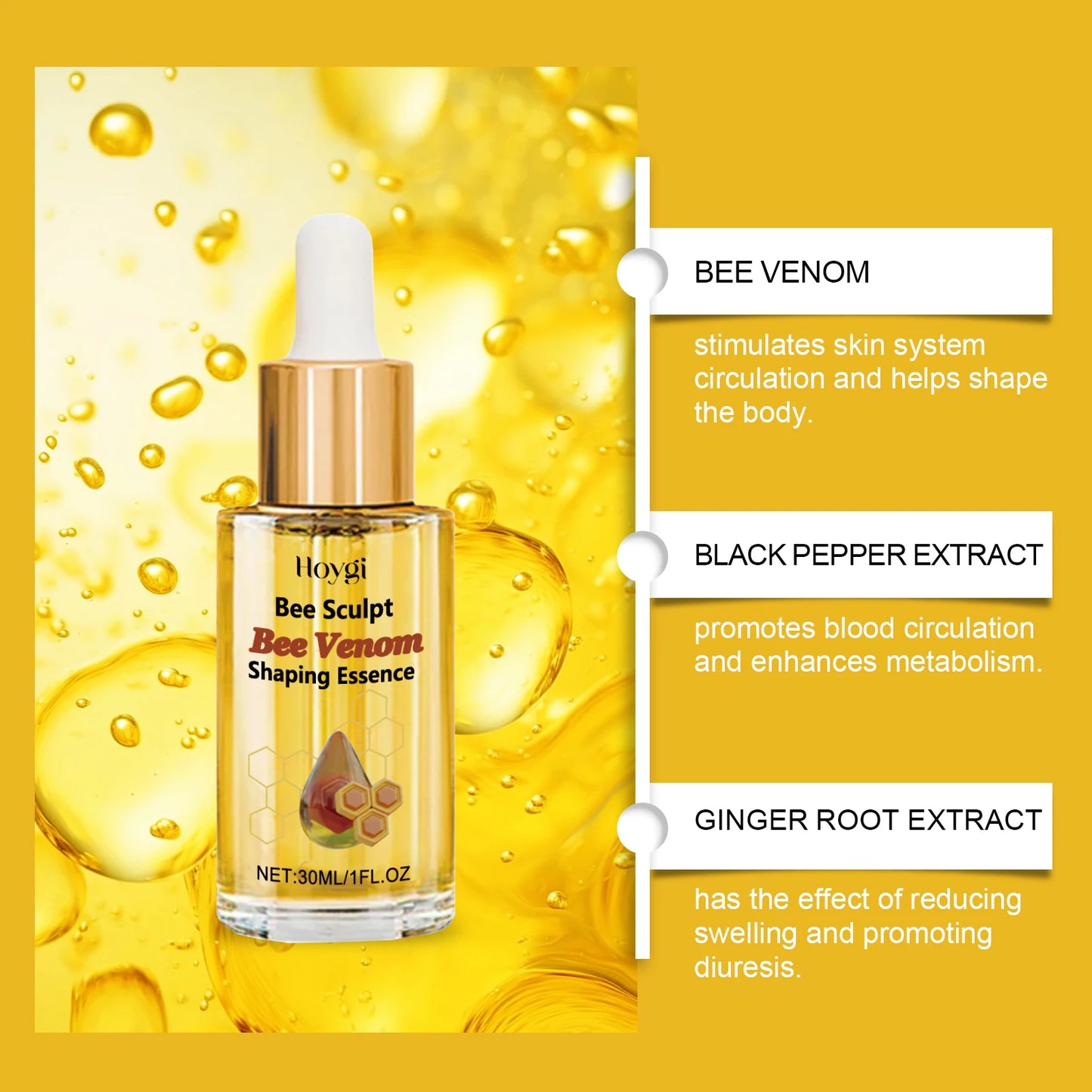 Bee Venom Sculpting Oil - Reduce Fat, Tighten Skin & Shape Waistline.